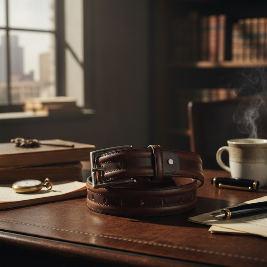 Classic Rivet Lineage Grain Leather Belt