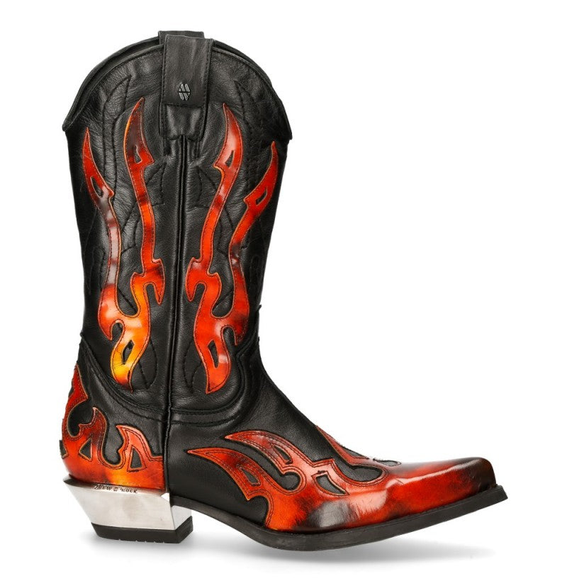Luxury Leather Flame Rider Cowboy Boots