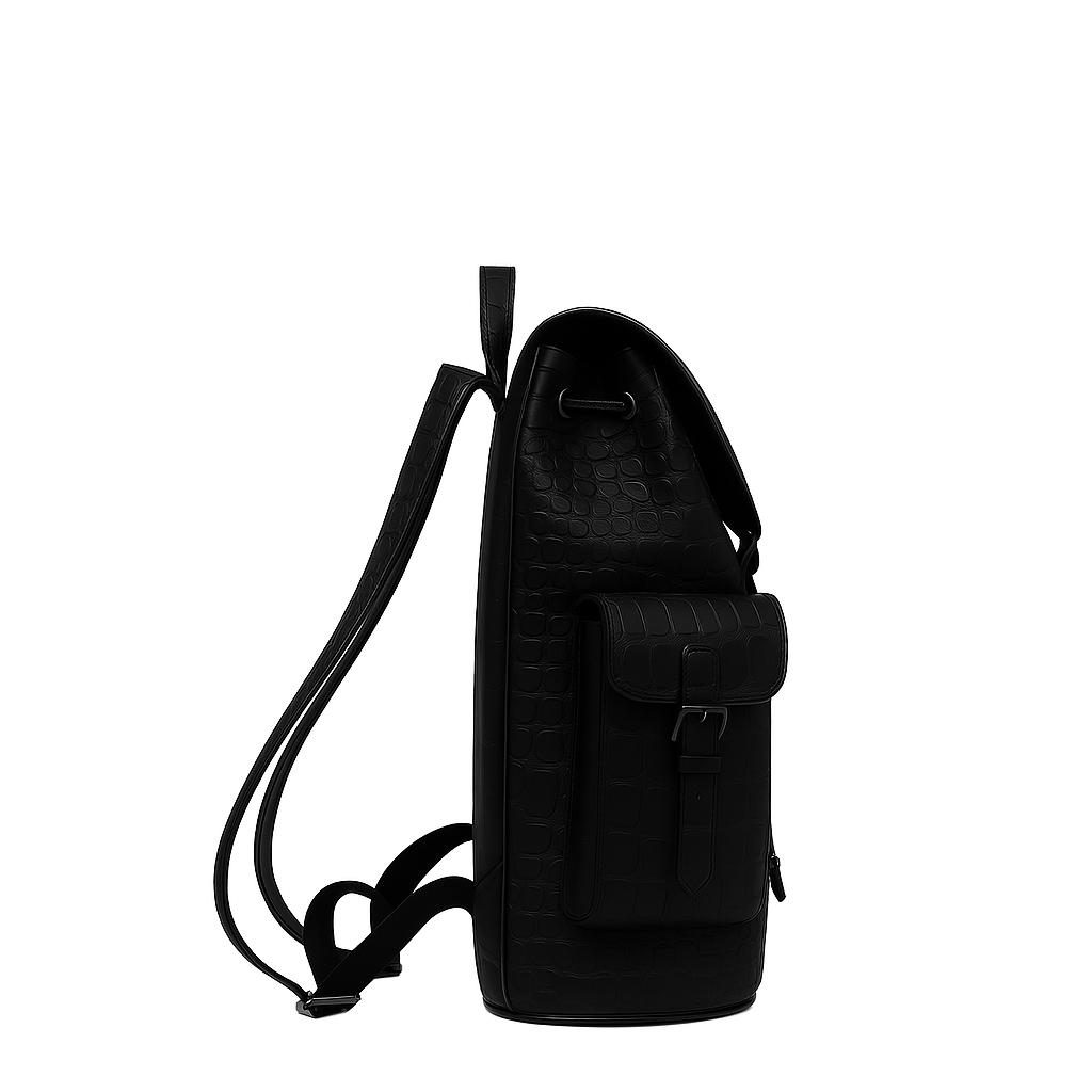 Luxury Black Croco Leather Backpack