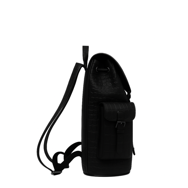 Luxury Croco Leather Backpack - Black