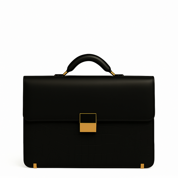 Luxurious Burgundy Crocodile Textured Briefcase