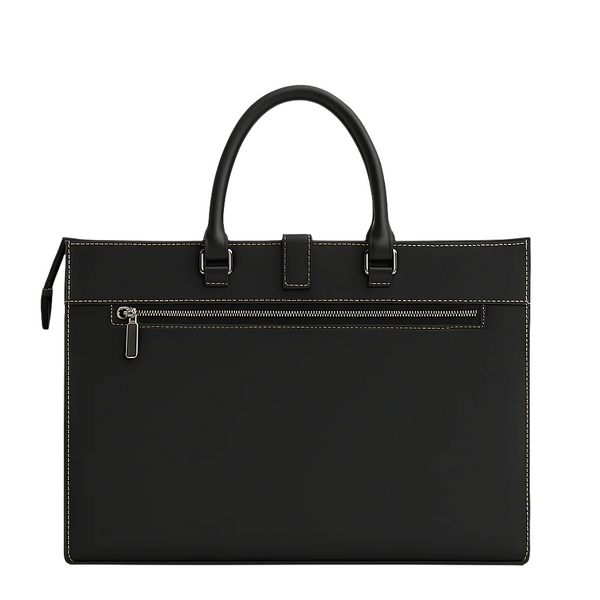 Stylish Italian Leather Briefcase Bag - Black