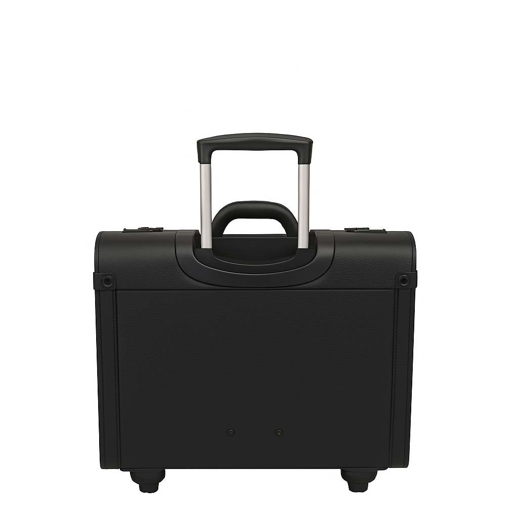 Premium Edition Italian Four Wheel Leather Blue Trolley Bag