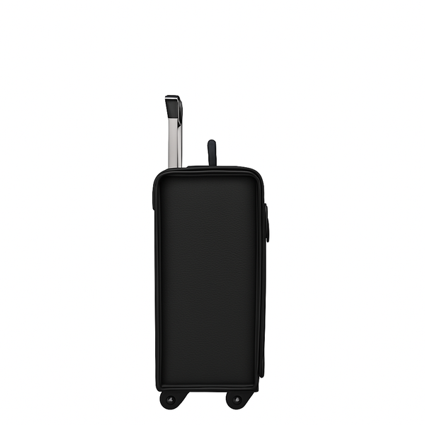 Premium Edition Italian Four Wheel Leather Trolley Bag - Black