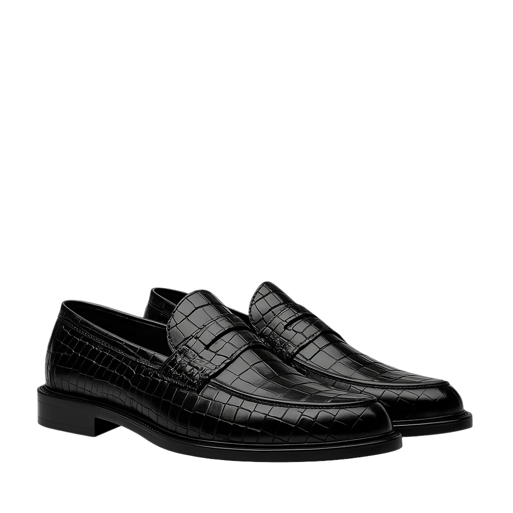 Croco Leather Printed Loafer Brown