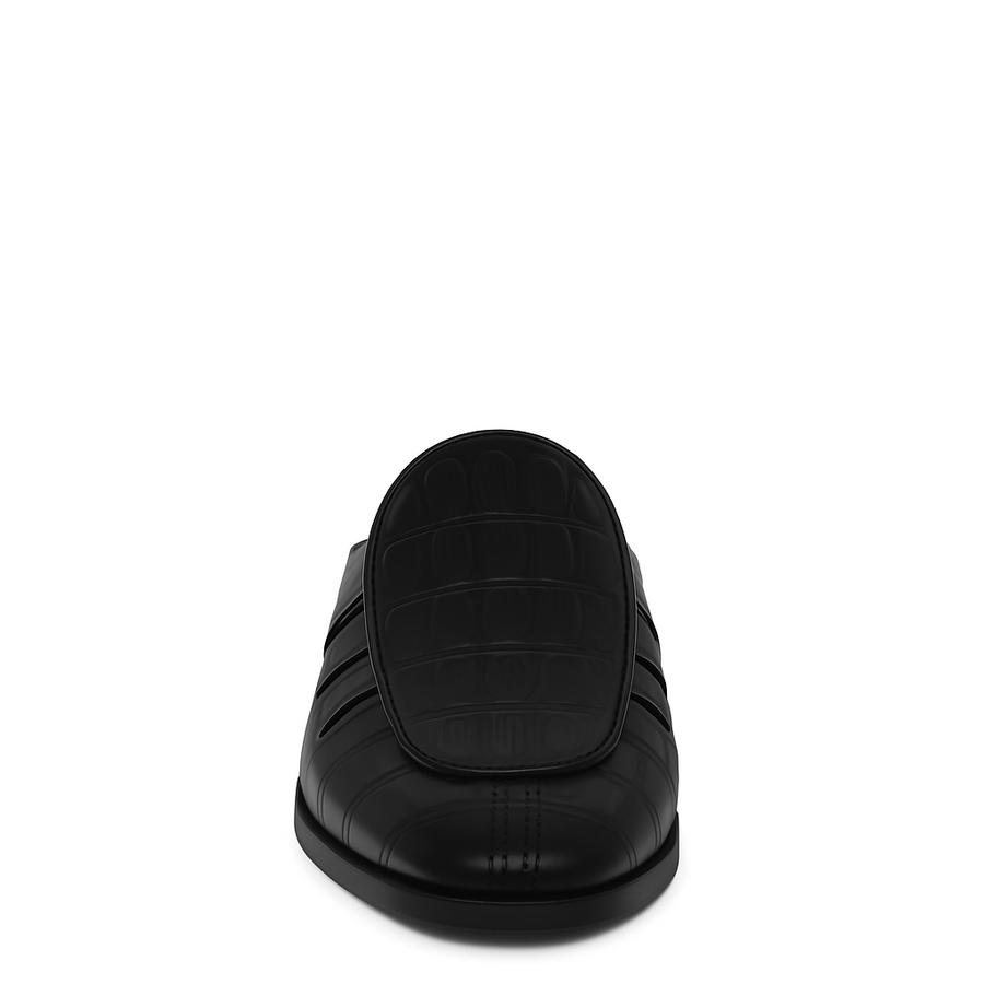 Stylish Croco Leather Mule Brown
