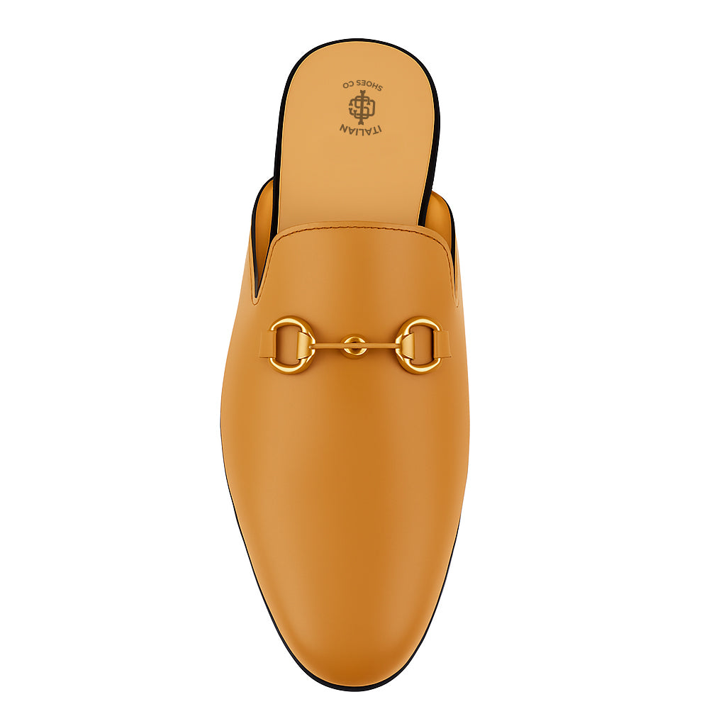 Plain Design Leather Mule Blue