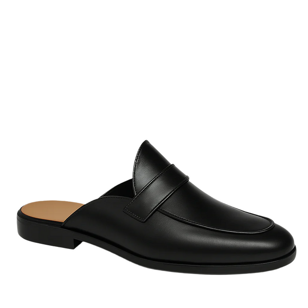 Single Strap Elegant Mule Tan - Black