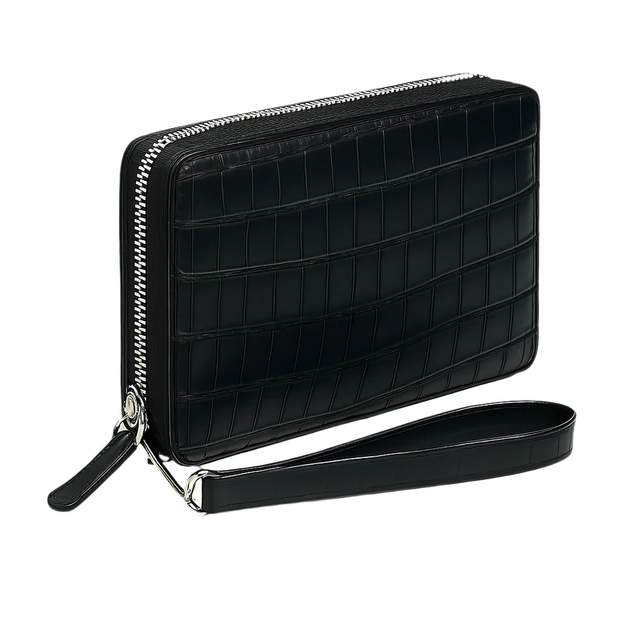 Croco Tan Textured Around Zip Wallet