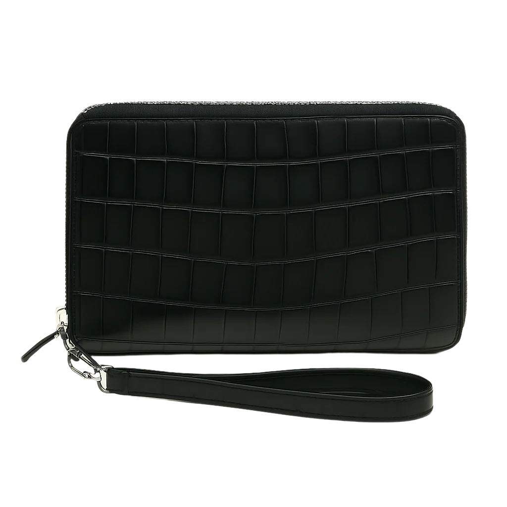 Croco Tan Textured Around Zip Wallet