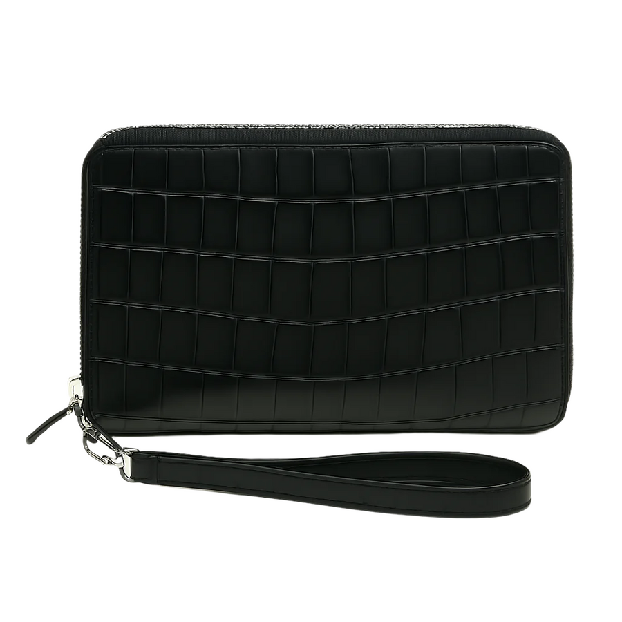 Croco Tan Textured Around Zip Wallet