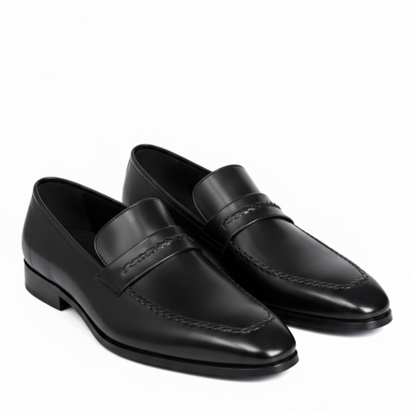 Italian Classic Noir Saddle Penny Loafers
