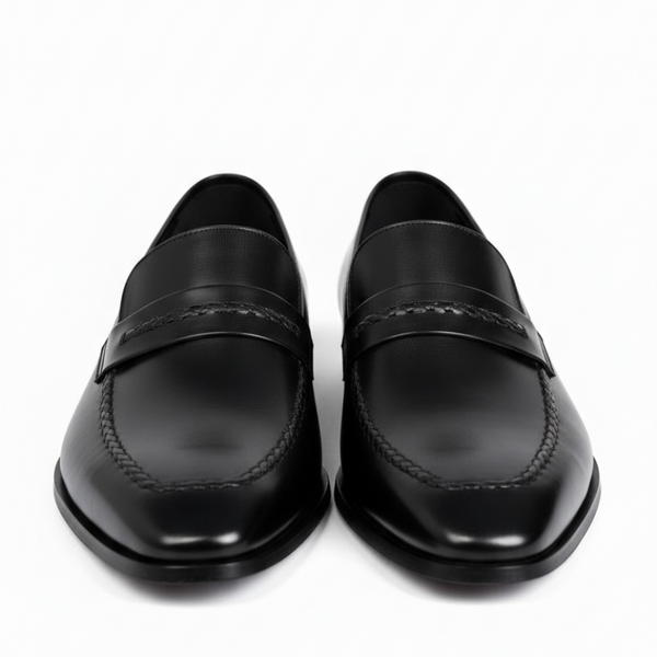 Italian Classic Noir Saddle Penny Loafers