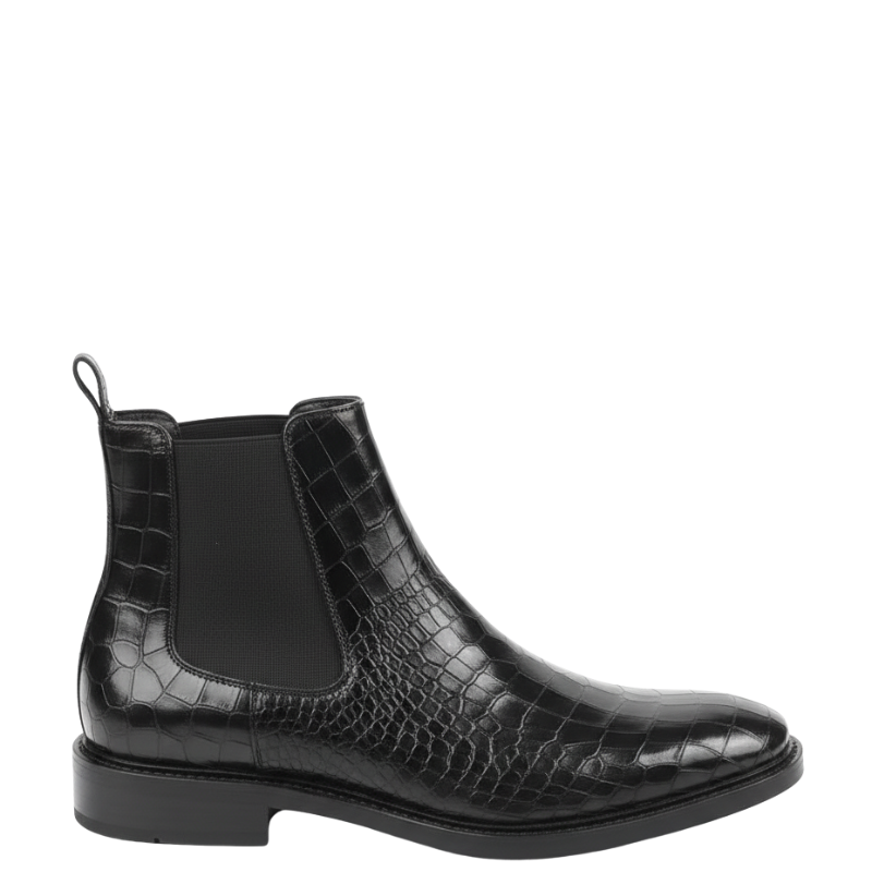 Crocodile Embossed Chelsea Boots