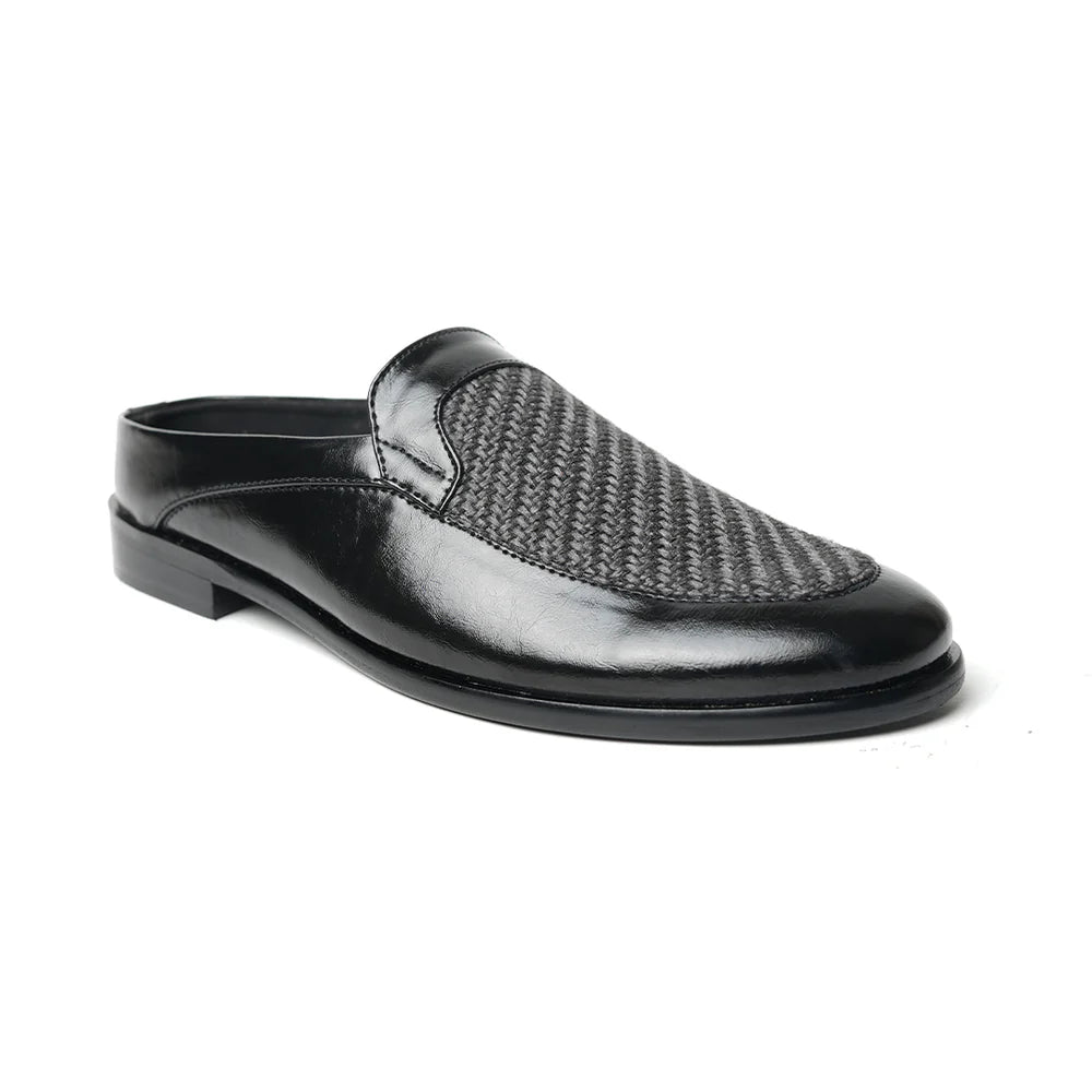 Half Mule Shoes - Black/Grey Leather