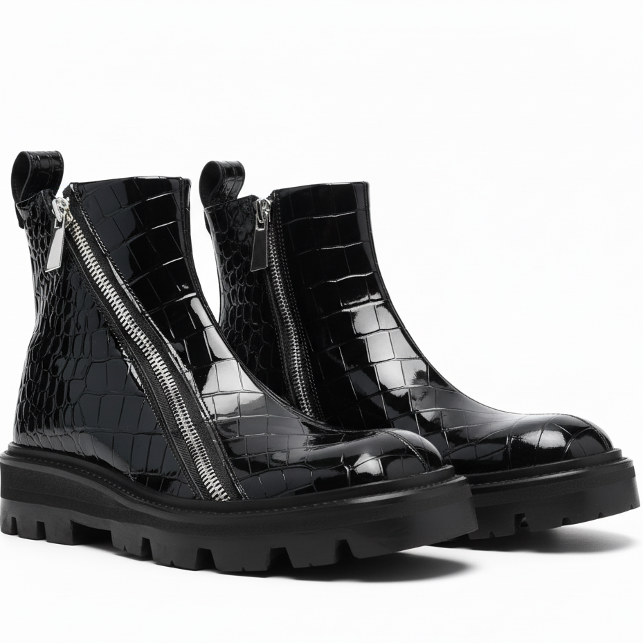 Selim Mock-Croc Ankle Boots