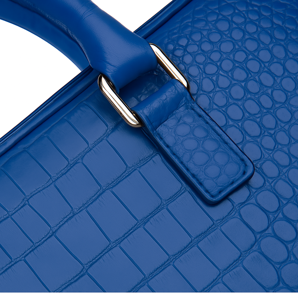 Italian Croco Leather Textured Briefcase Tan Edition
