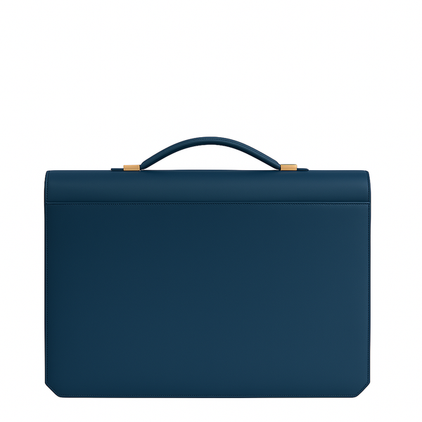 Men s Double Compartment Classy Tan Briefcase - Blue