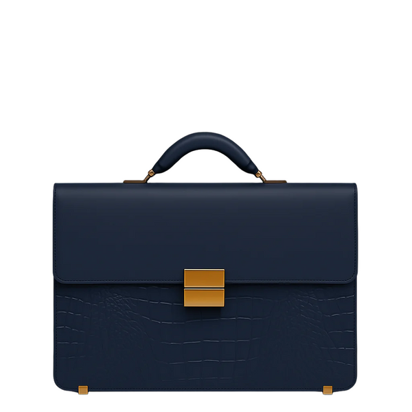 Luxurious Burgundy Crocodile Textured Briefcase
