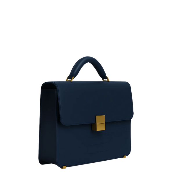 Luxurious Burgundy Crocodile Textured Briefcase - Blue