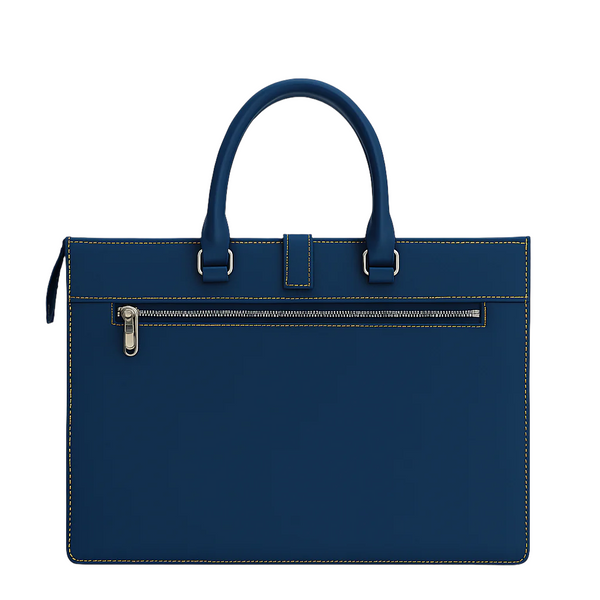 Stylish Italian Leather Briefcase Bag - Blue