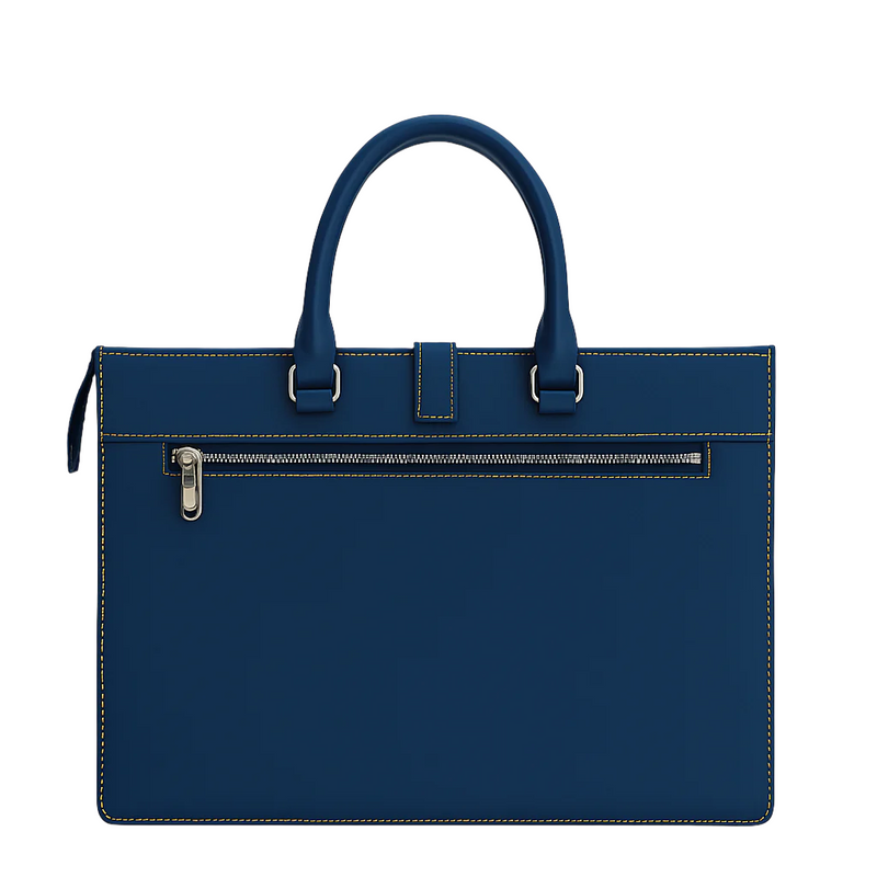 Stylish Italian Blue Leather Briefcase Bag