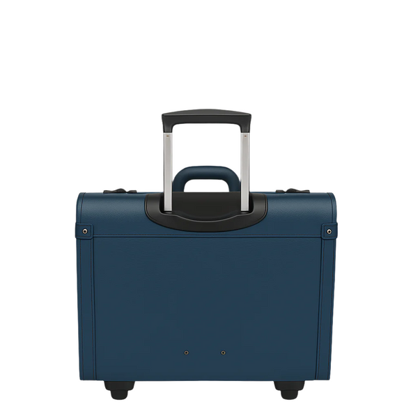 Premium Edition Italian Four Wheel Leather Trolley Bag - Blue