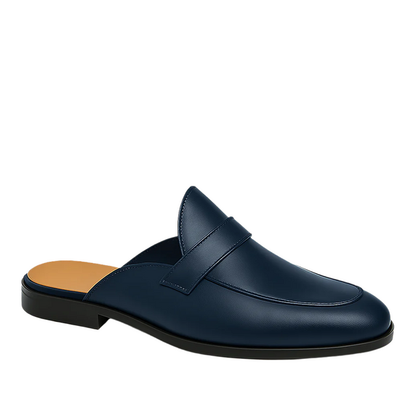 Single Strap Elegant Mule Tan - Blue