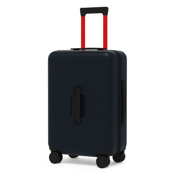 Luxury Wide Tan Trolley Luggage Bag - Blue