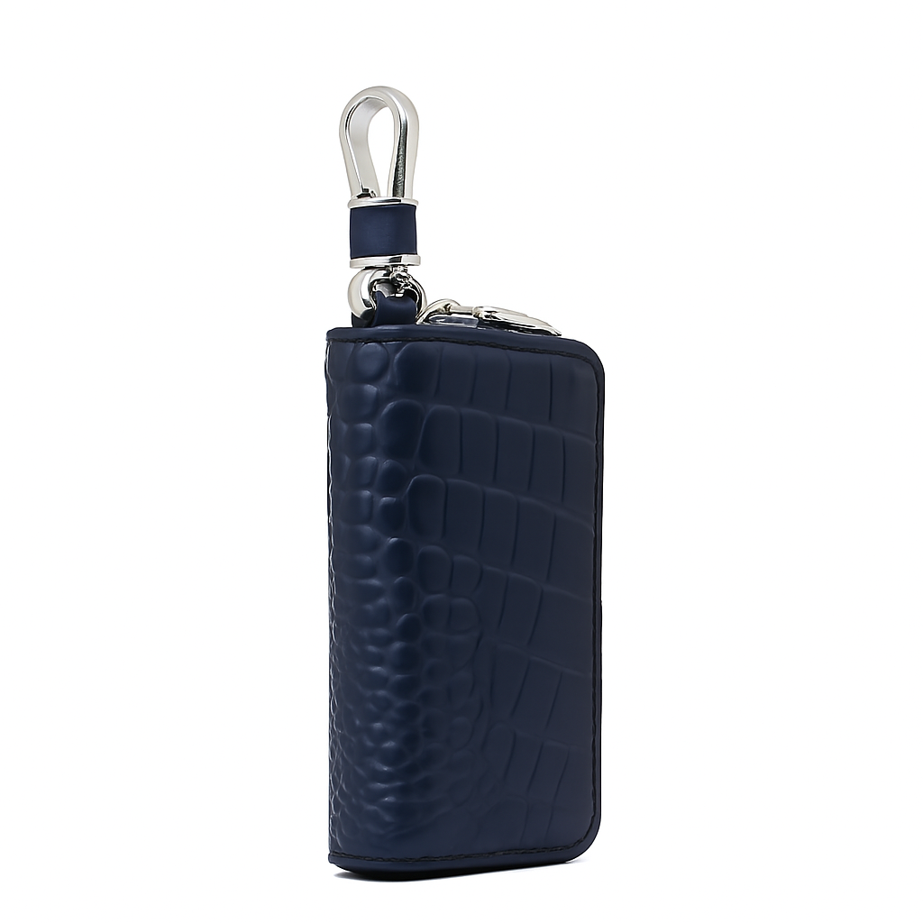 Croco Black Mini Zipper Key Case Wallet