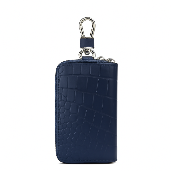 Croco Tan Mini Zipper Key Case Wallet
