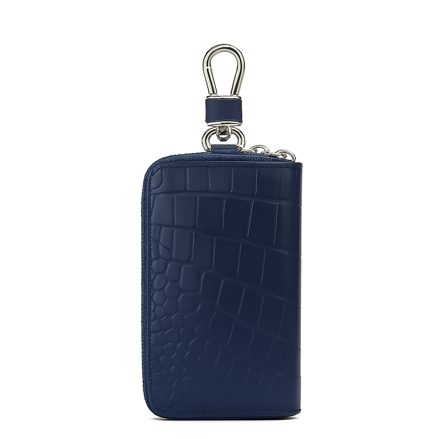 Croco Black Mini Zipper Key Case Wallet