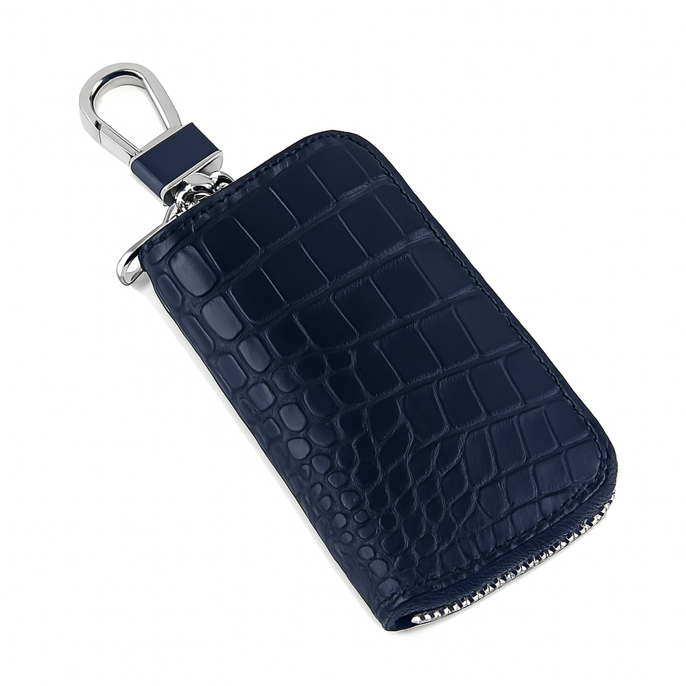 Croco Tan Mini Zipper Key Case Wallet