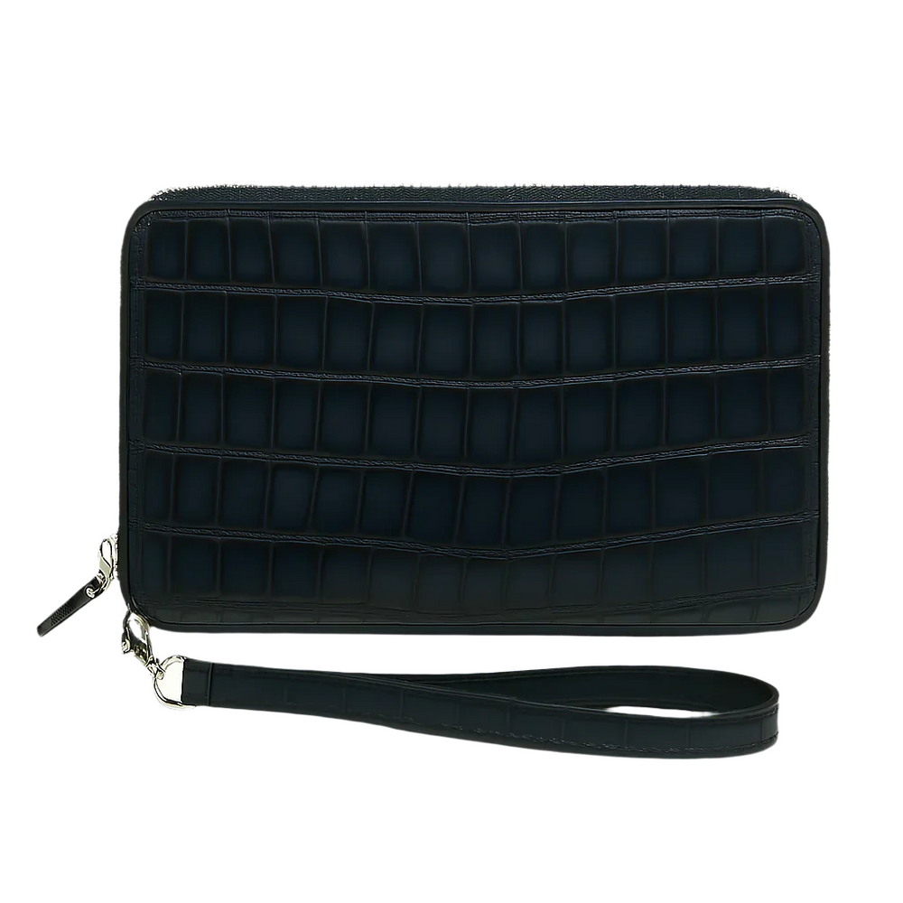 Croco Tan Textured Around Zip Wallet
