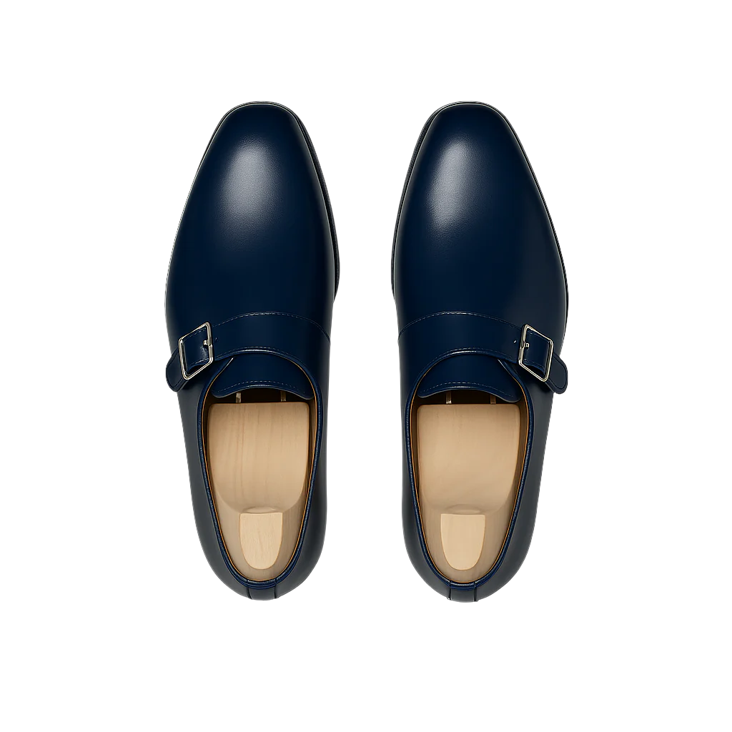 Classic Blue Monk Strap Leather Shoe