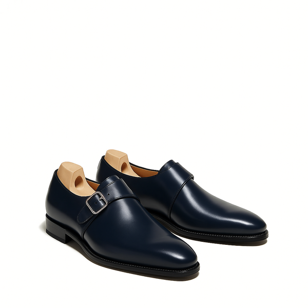 Classic Monk Strap Leather Shoe - Blue