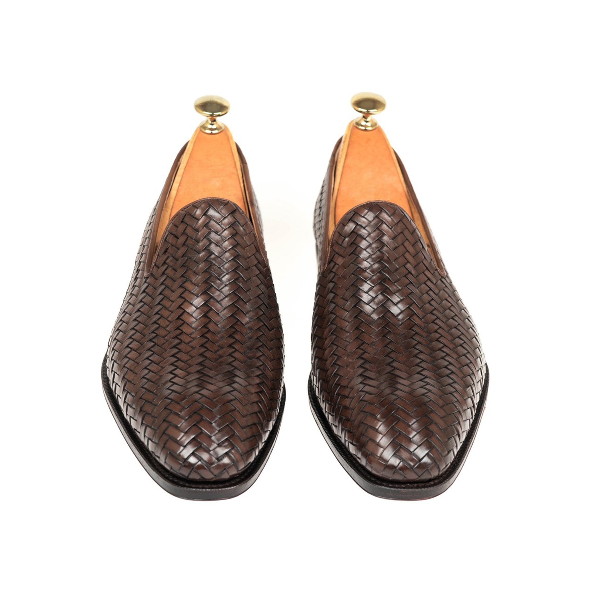 Cocoa Braided Italian Leather Loafers