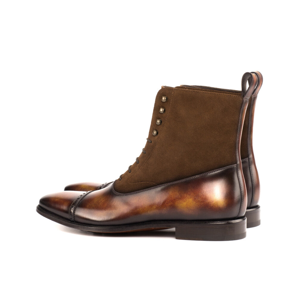 Patina Leather and Suede Balmoral Boots