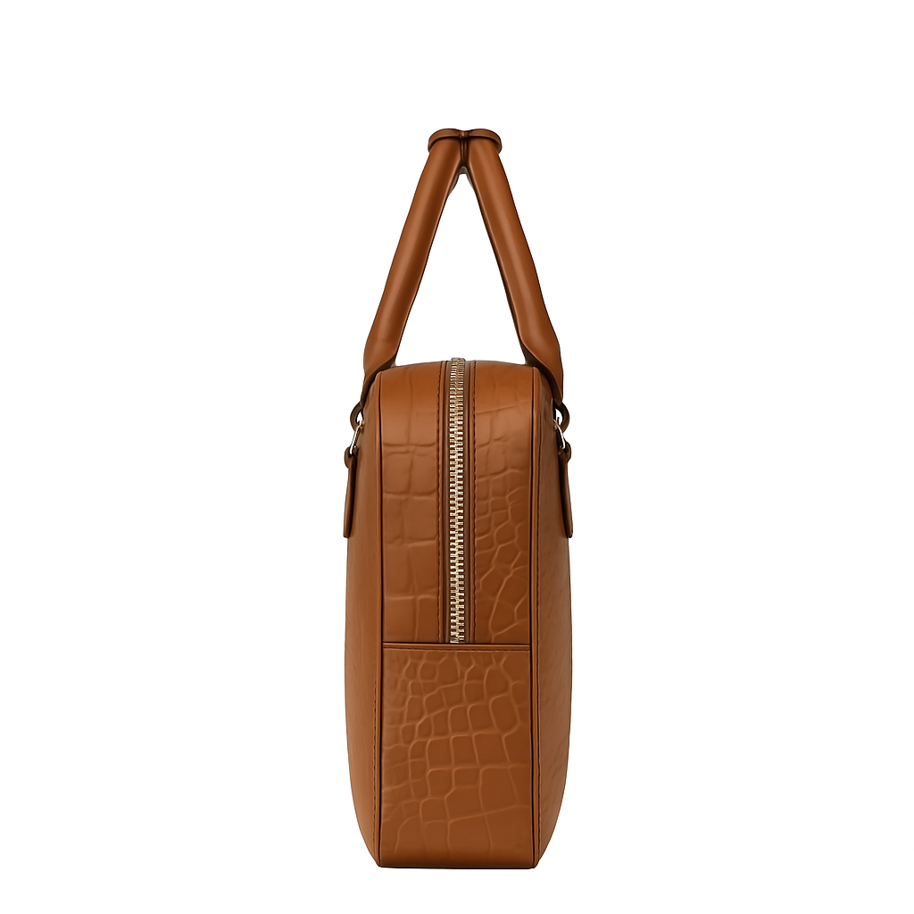 Italian Croco Leather Textured Briefcase Burgundy Edition