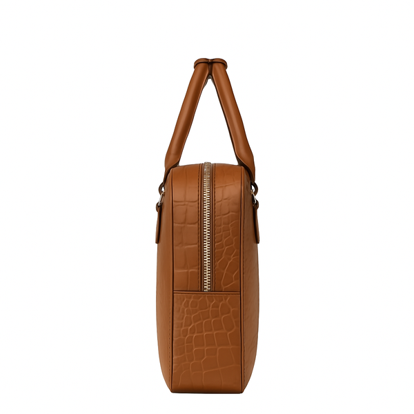 Italian Croco Leather Textured Briefcase Edition - Brown