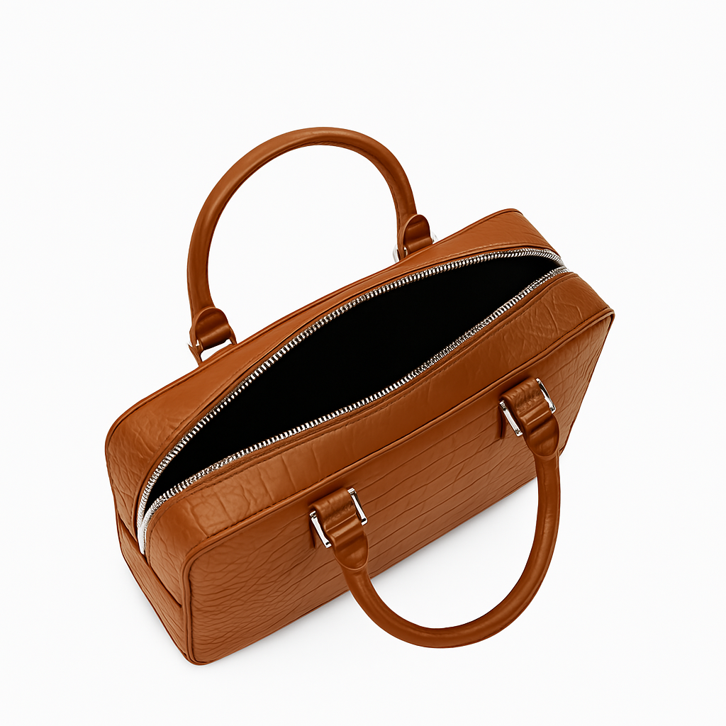 Italian Croco Leather Textured Briefcase Tan Edition