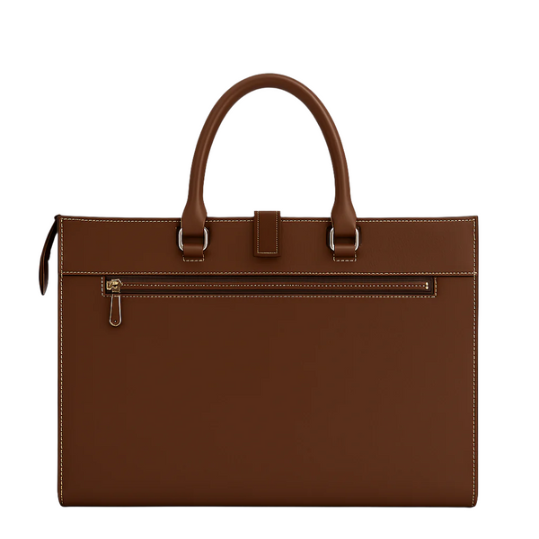 Stylish Italian Leather Briefcase Bag - Brown