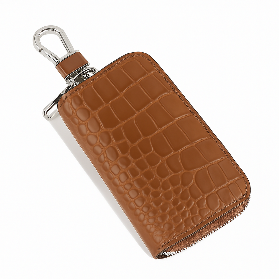 Croco Black Mini Zipper Key Case Wallet