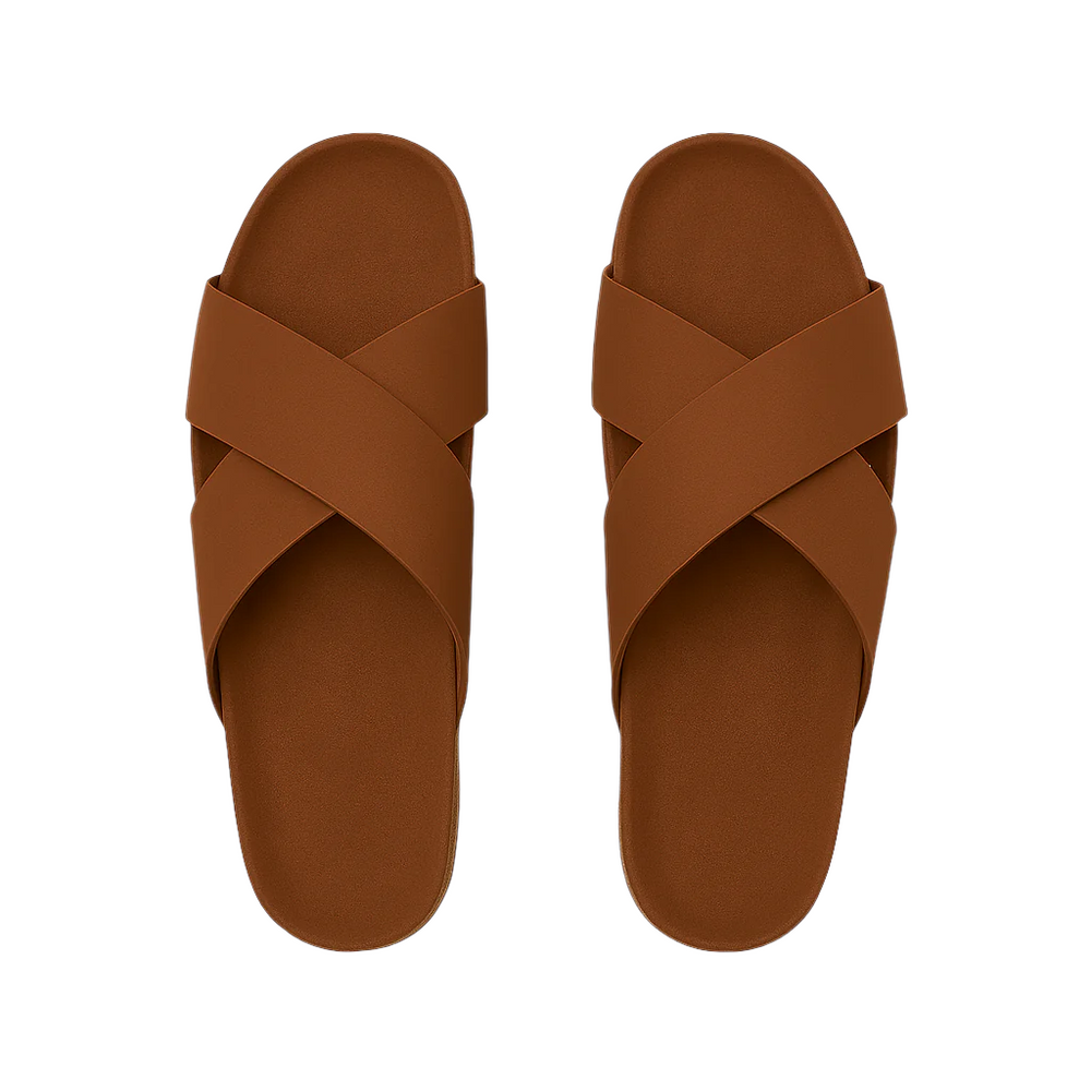 Men s Cross Strap Suede Comfort Slipper