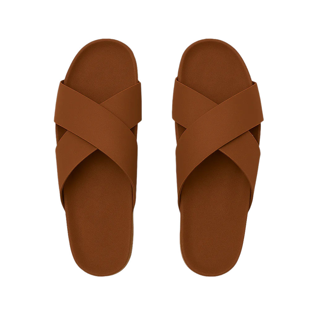 Men's Cross Strap Suede White Comfort Slipper