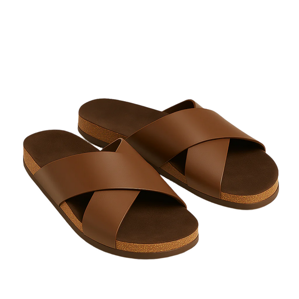 Pure Elegance Leather Slipper - Brown