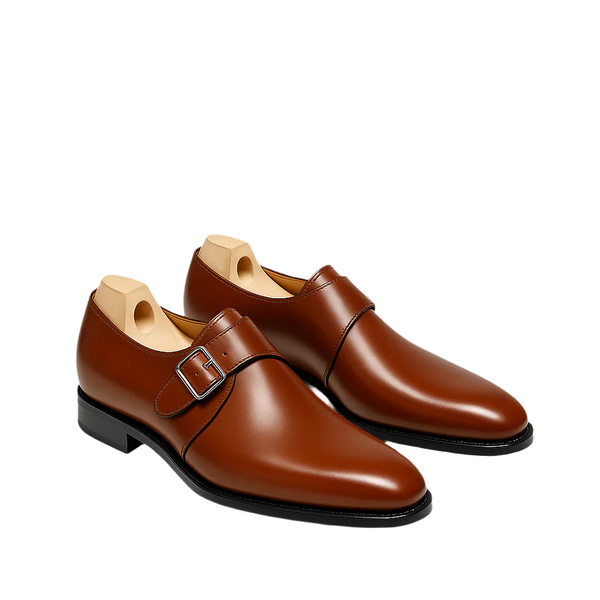 Classic Monk Strap Leather Shoe - Brown