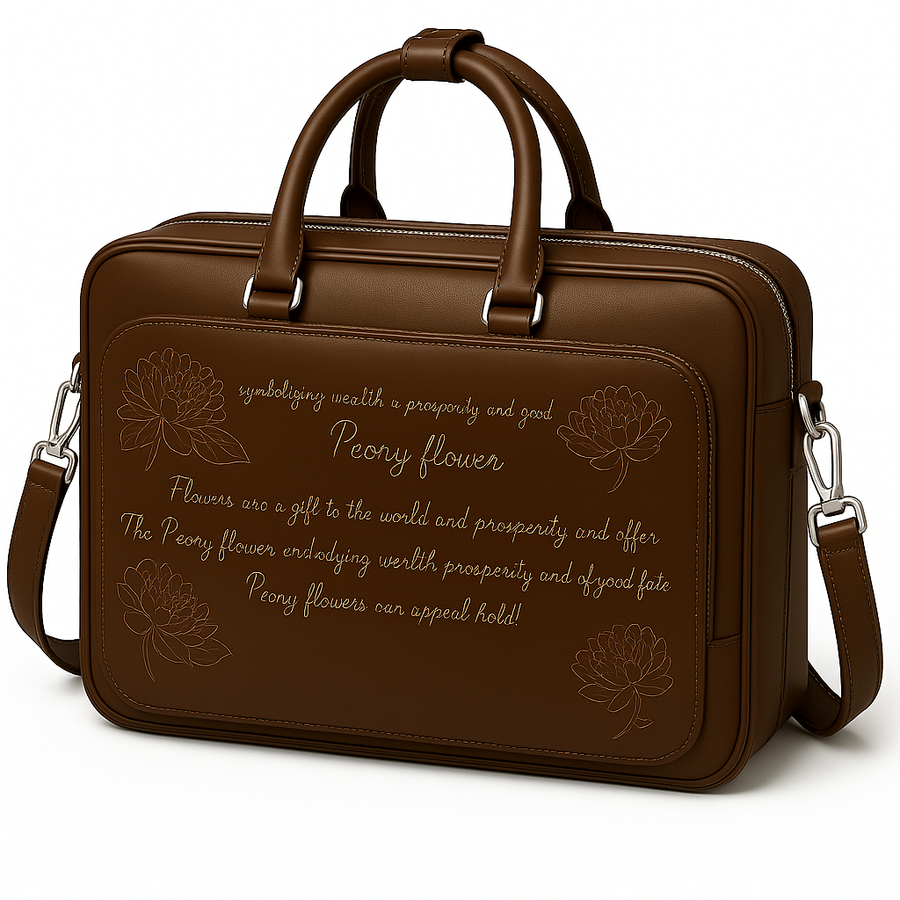 Italian Black Men s Printed Leather Laptop Bag