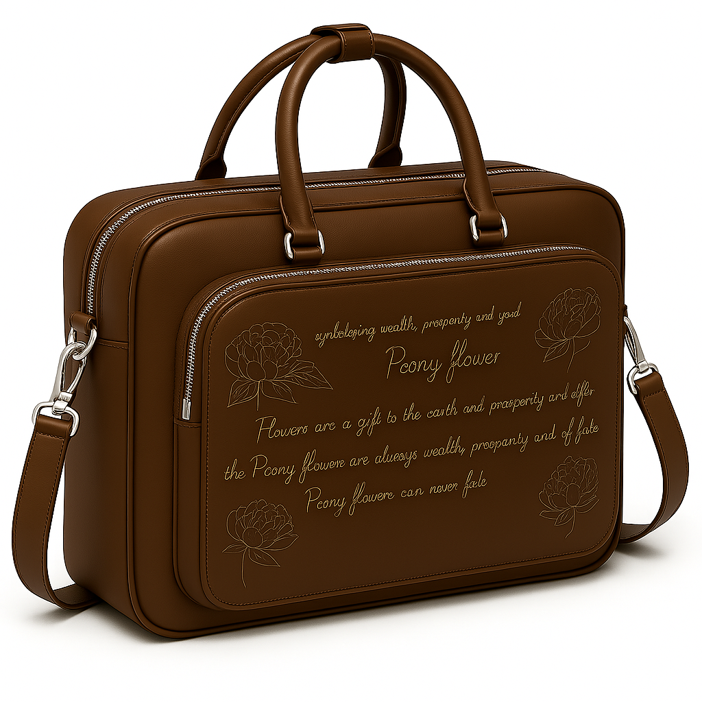 Italian Black Men s Printed Leather Laptop Bag