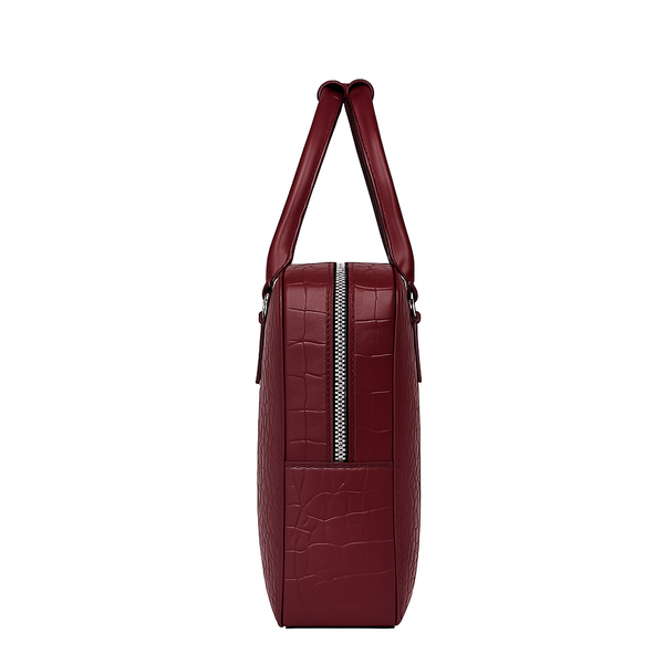 Italian Croco Leather Textured Briefcase Edition - Burgundy